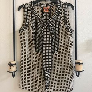 Tory Burch black and beige silk blouse